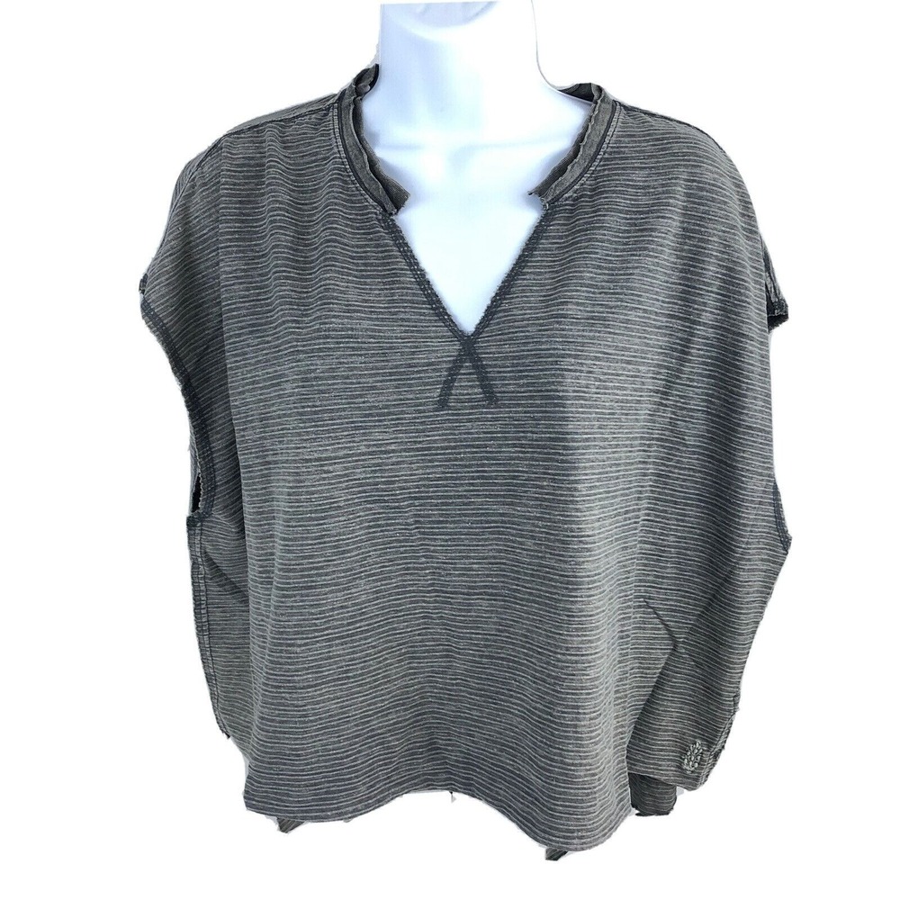 Free People Movement Break Up Graphic Tee Open Back Slate Gray Size Small NWT